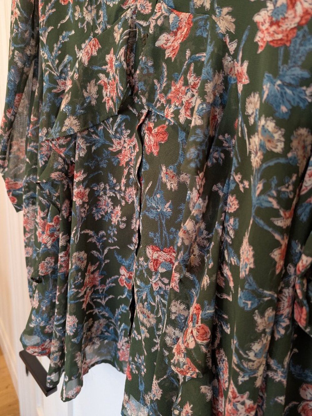 Design Lab Lord & Taylor Floral Ruffle Mini Dress Sz L - Picture 4 of 7